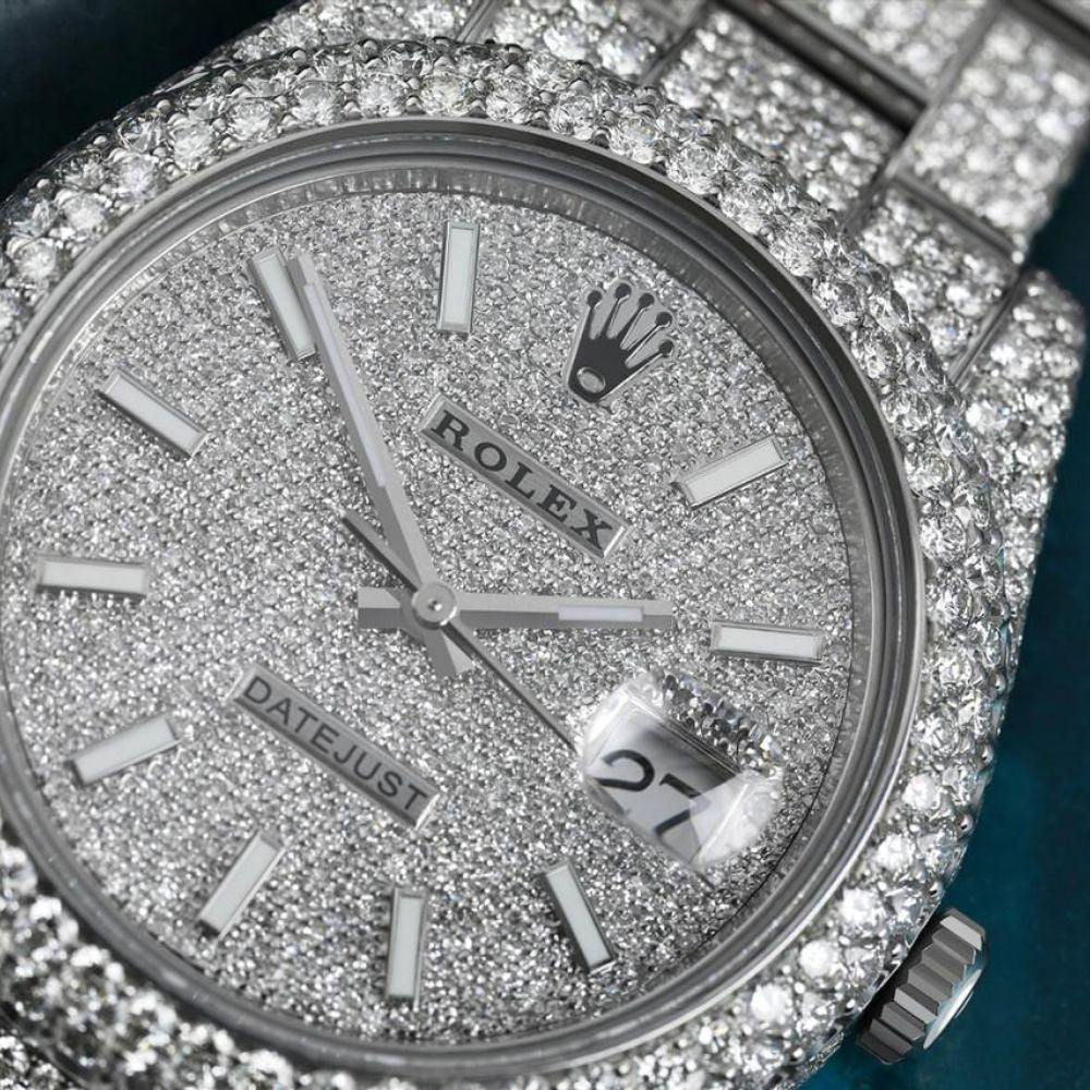 White Stick Dial Datejust VVS1 Moissanite Men's Watch