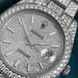 White Stick Dial Datejust VVS1 Moissanite Men's Watch