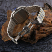 Bust Down Dual Tone Stainless Steel Moissanite Watch