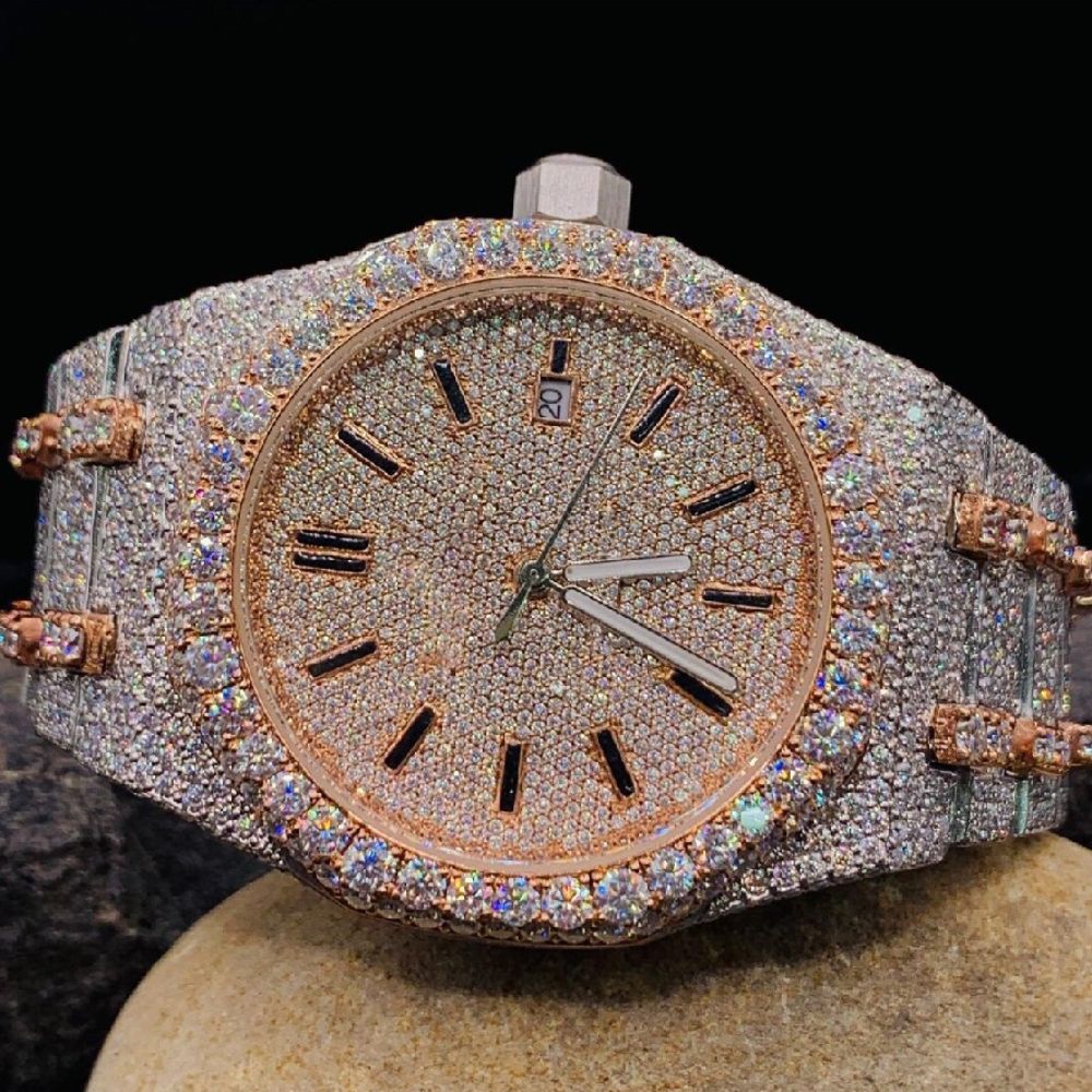 Dual Tone Luxury Moissanite Automatic Watch