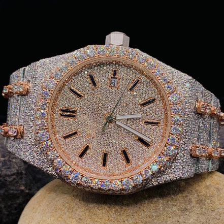 Dual Tone Luxury Moissanite Automatic Watch