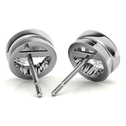 Bezel Set Solitaire Moissanite Round Cut Earrings