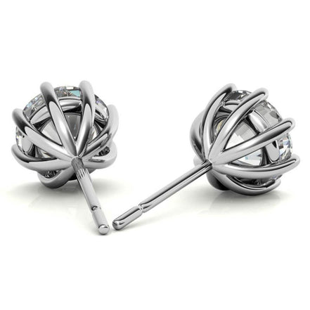 Eight Prong Setting Round Moissanite Small Stud Earrings