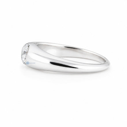 Men's Round Cut Moissanite Solitaire Ring in 14K White Gold