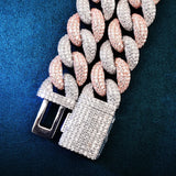 Dual Tone Moissanite Diamond Miami Cuban Link Bracelet