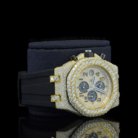 Chrono Dial Colorless Moissanite Hip Hop Wrist Watch