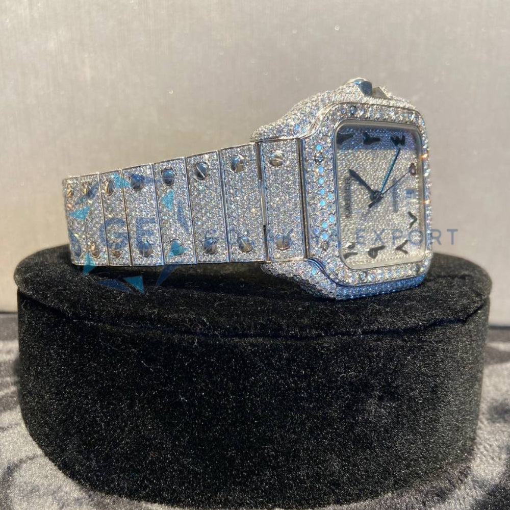 Arabic Numeric Moissanite Diamond Men's Wrist Watch