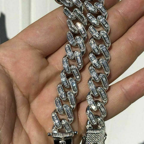 Moissanite Baguette Diamond Cuban Link Bracelet