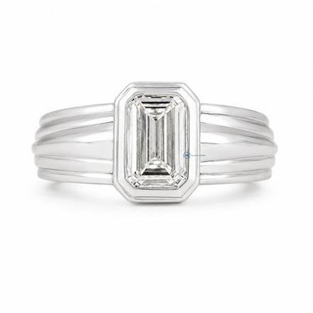 Moissanite Emerald Cut Solitaire Engagement Ring For Men's