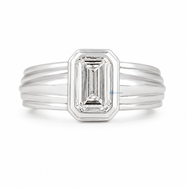 Moissanite Emerald Cut Solitaire Engagement Ring For Men's