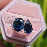 Oval & Pear Cut Blue Stone Lab Diamond Engagement Ring