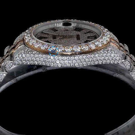 Dual Tone Automatic Rapper Style Moissanite Watch For Men's