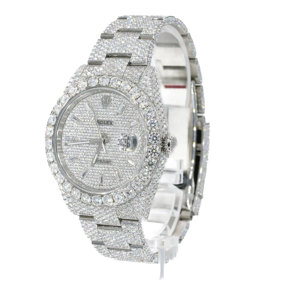 VVS1 Moissanite Datejust Iced Out Baguette Dial Watch