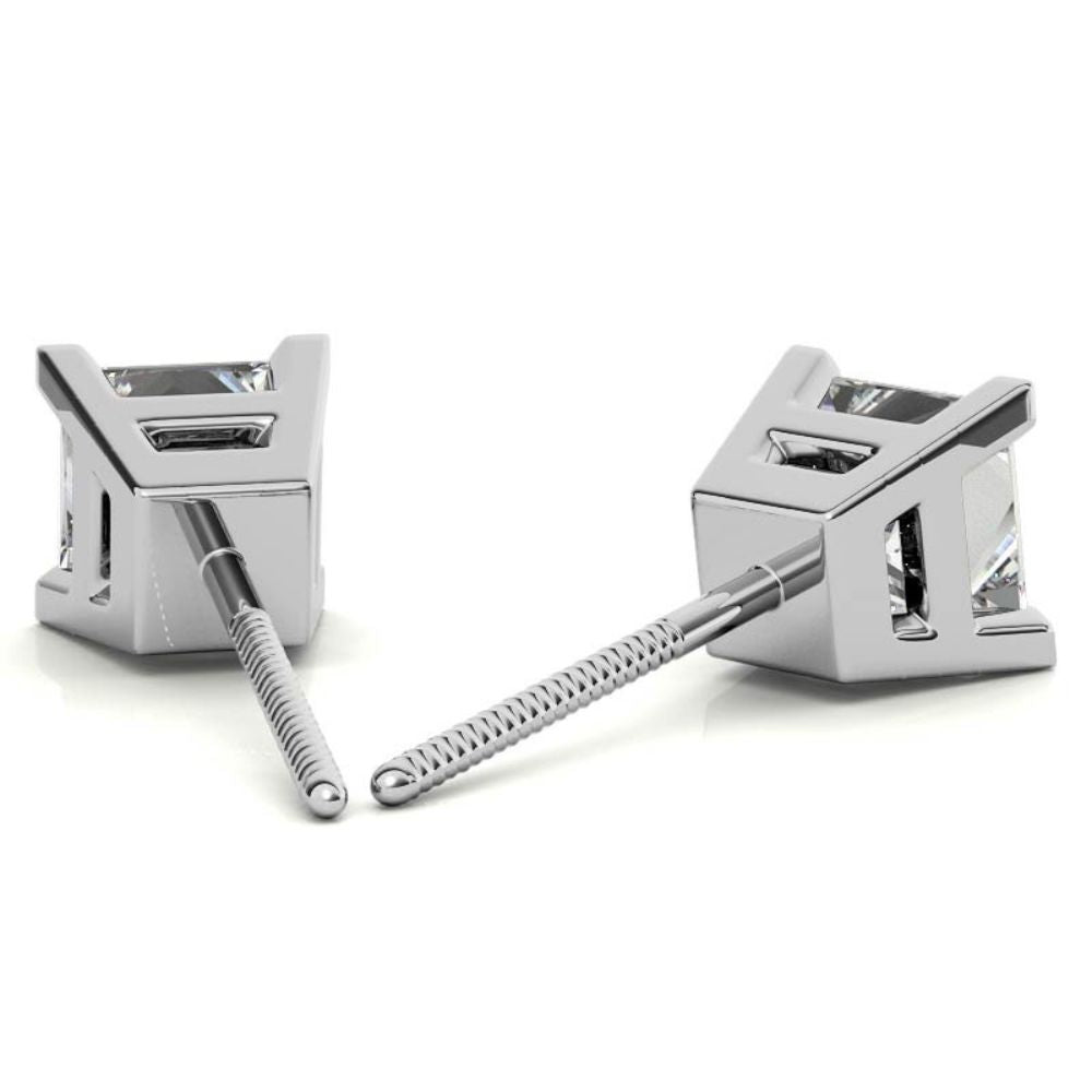 Solitaire Princess Cut Moissanite Stud Earrings For Her