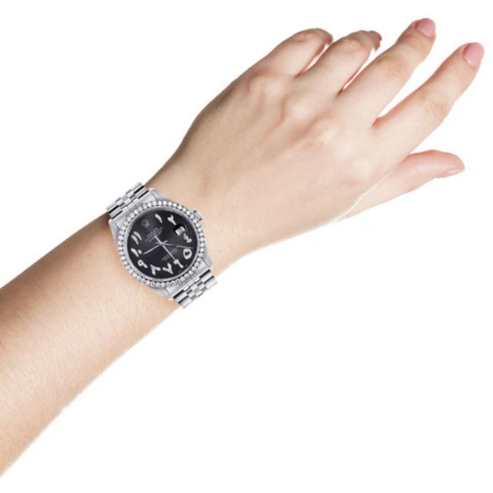 Black Arabic Jubilee Band Moissanite Watch Gift For Men's