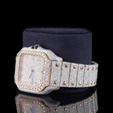 Dual Tone Colorless Moissanite Hip Hop Watch