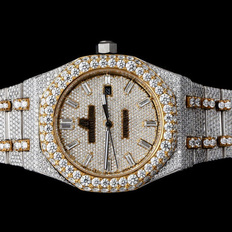 Baguette Stick Moissanite Diamond Dual Tone Watch
