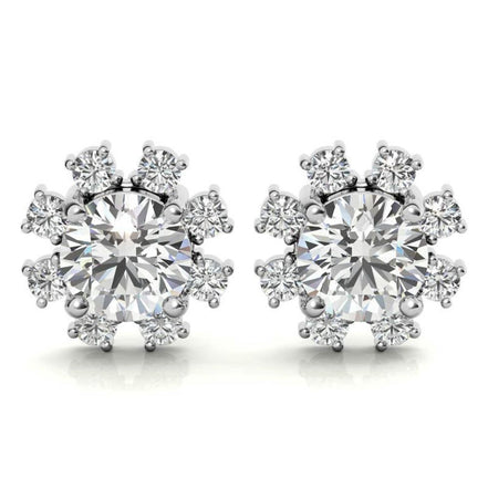 Round Brilliant Cut Moissanite Halo Earrings