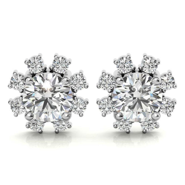 Round Brilliant Cut Moissanite Halo Earrings