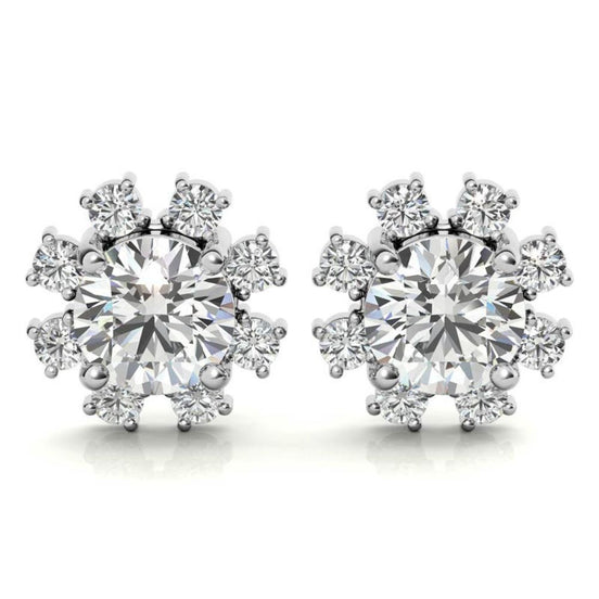 Round Brilliant Cut Moissanite Halo Earrings