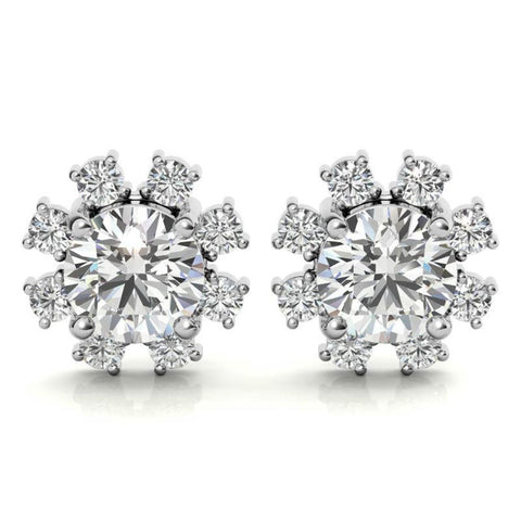 Round Brilliant Cut Moissanite Halo Earrings