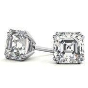Asscher Cut Moissanite Lightweight Stud Earrings