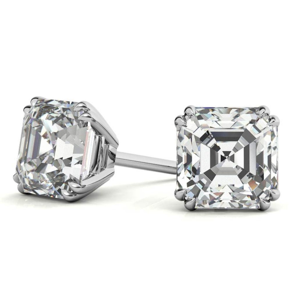 Asscher Cut Moissanite Lightweight Stud Earrings