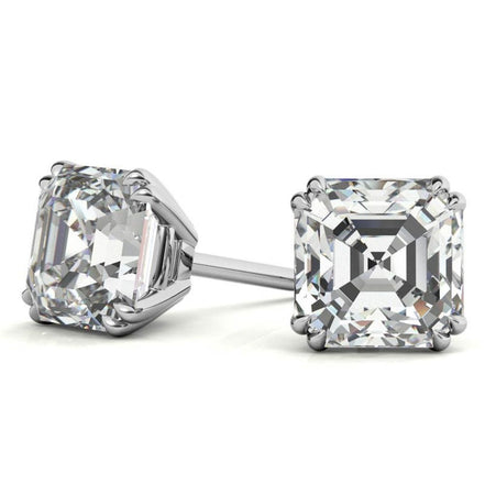 Asscher Cut Moissanite Lightweight Stud Earrings