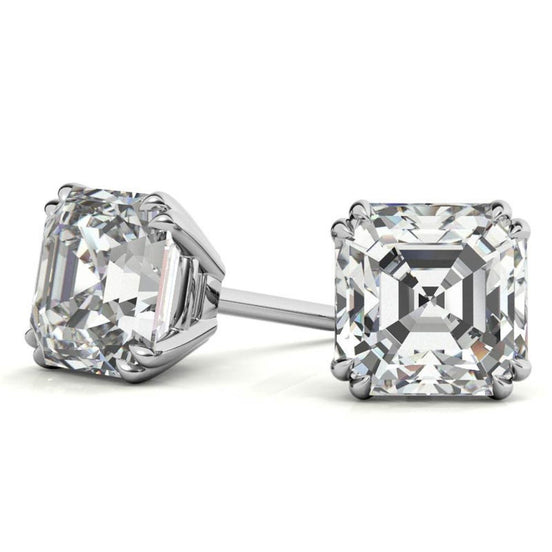 Asscher Cut Moissanite Lightweight Stud Earrings