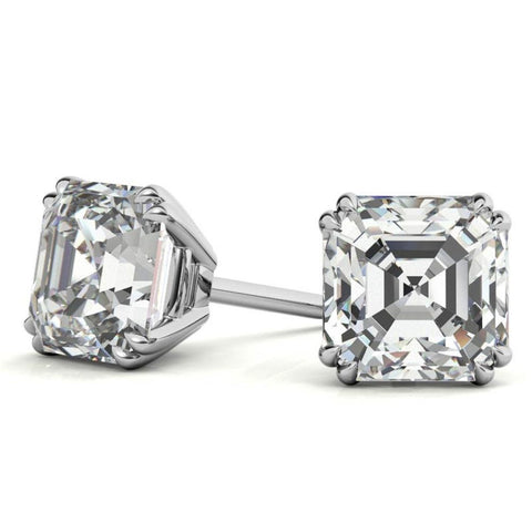 Asscher Cut Moissanite Lightweight Stud Earrings