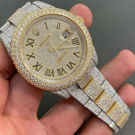 Roman Dial Moissanite Luxury Iced Out Men' Watch