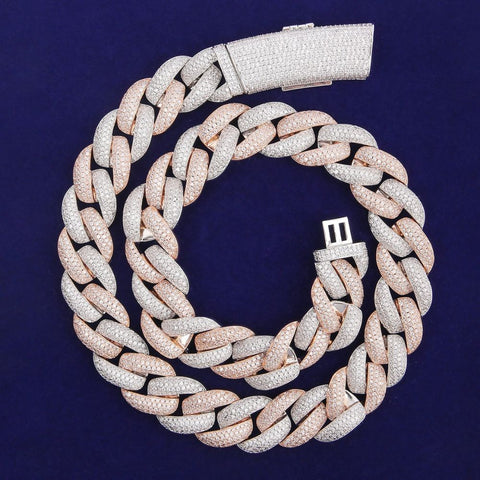 Dual Tone Hip Hop Luxury Moissanite Cuban Chain