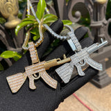 Iced Out Moissanite AK 47 Hip Hop Silver Pendant