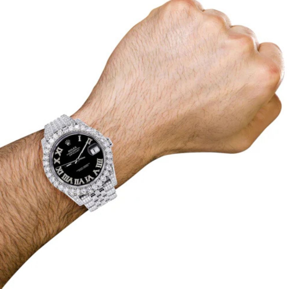 Black Moissanite Diamond Unique Style Luxury Watch