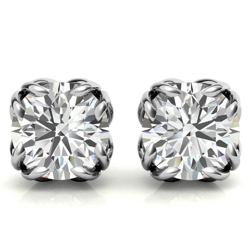 Unique Style Round Cut Moissanite Stud Earrings