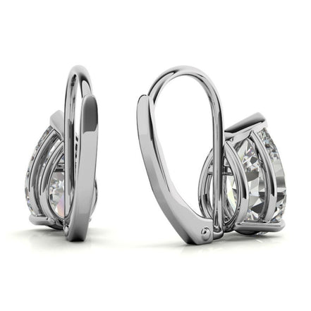 Solitaire Pear Cut Moissanite Lever Back Hoops