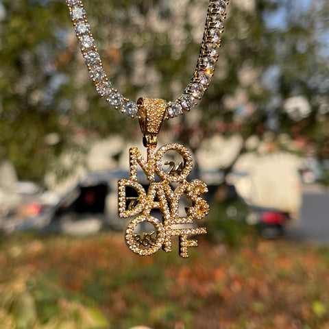 No Days Off Moissanite Hip Hop Pendant Chain Necklace