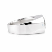 Round Cut Moissanite Signet Ring Solid Gold Statement Ring