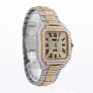 Roman Dial Dual Tone Moissanite Handmade Wrist Watch