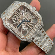 Automatic Skeleton Moissanite Fancy Watch For Men's