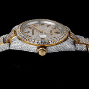 Dual Tone Arabic Numeric Moissanite Luxury Classy Men's Watch