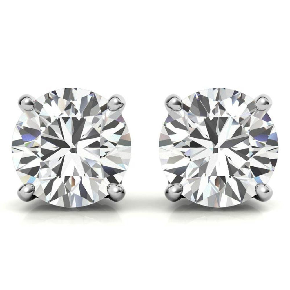 Round Brilliant Moissanite Solitaire Earrings