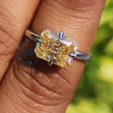 Lab Grown Diamond Champagne Radiant Cut Solitaire Ring
