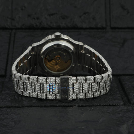 Iced Out Baguette Dial Moissanite Hip Hop Watch For Men's
