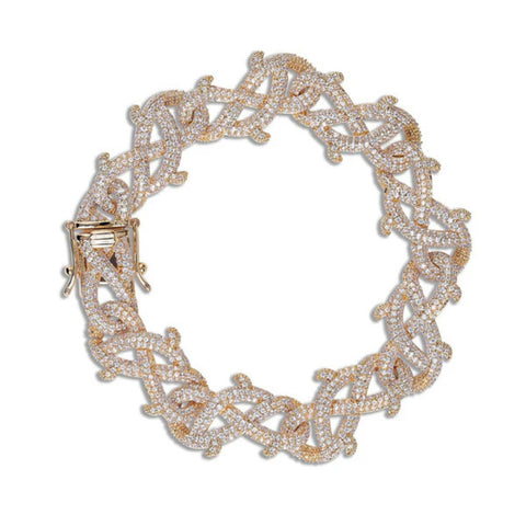 925 Sterling Silver Moissanite Crown Of Thorns Bracelet