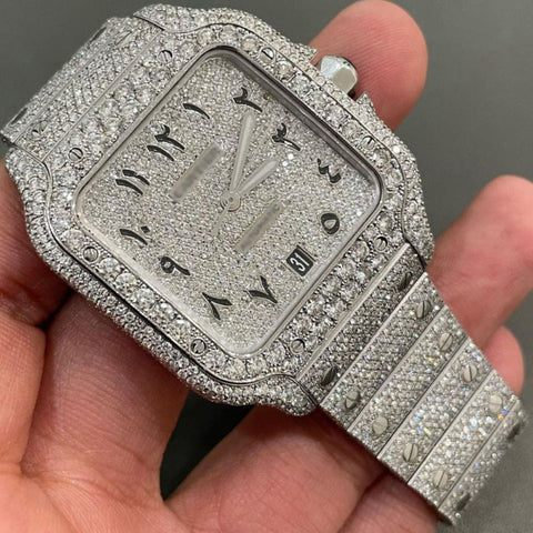 Moissanite Automatic Arabic Dial Handcrafted Watch