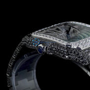 Formal Style Black Moissanite Skeleton Iced Out Watch