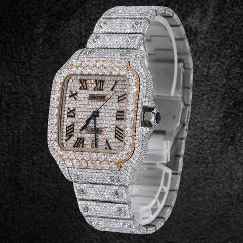 Automatic Dual Tone Hip Hop Moissanite Watch