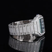 Blue Roman Number Iced Out Moissanite Watch