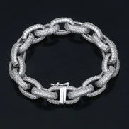Cuabn Rolo Link Moissanite Bracelet For Men's